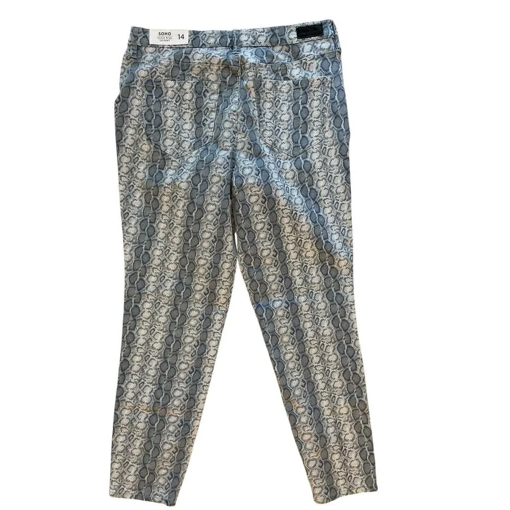 Nicole Miller‎ Soho High Rise Skinny Jeans Size 14 Snake Print Stretch Denim